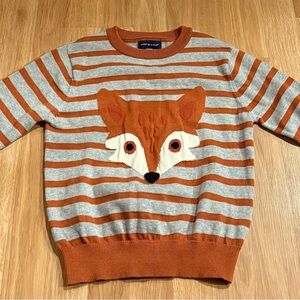 EUC Kids Andy & Evan Boys' Striped Fox Graphic Sweater - Cotton - Rust/Gray - 7